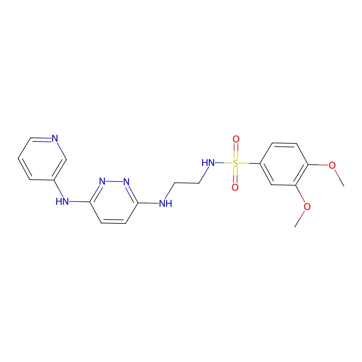 3,4-dimethoxy-N-(2-((6-(pyridin-3-ylamino)pyridazin-3-yl)amino)ethyl)benzenesulfonamide molecular structure, CAS 1021217-95-7
