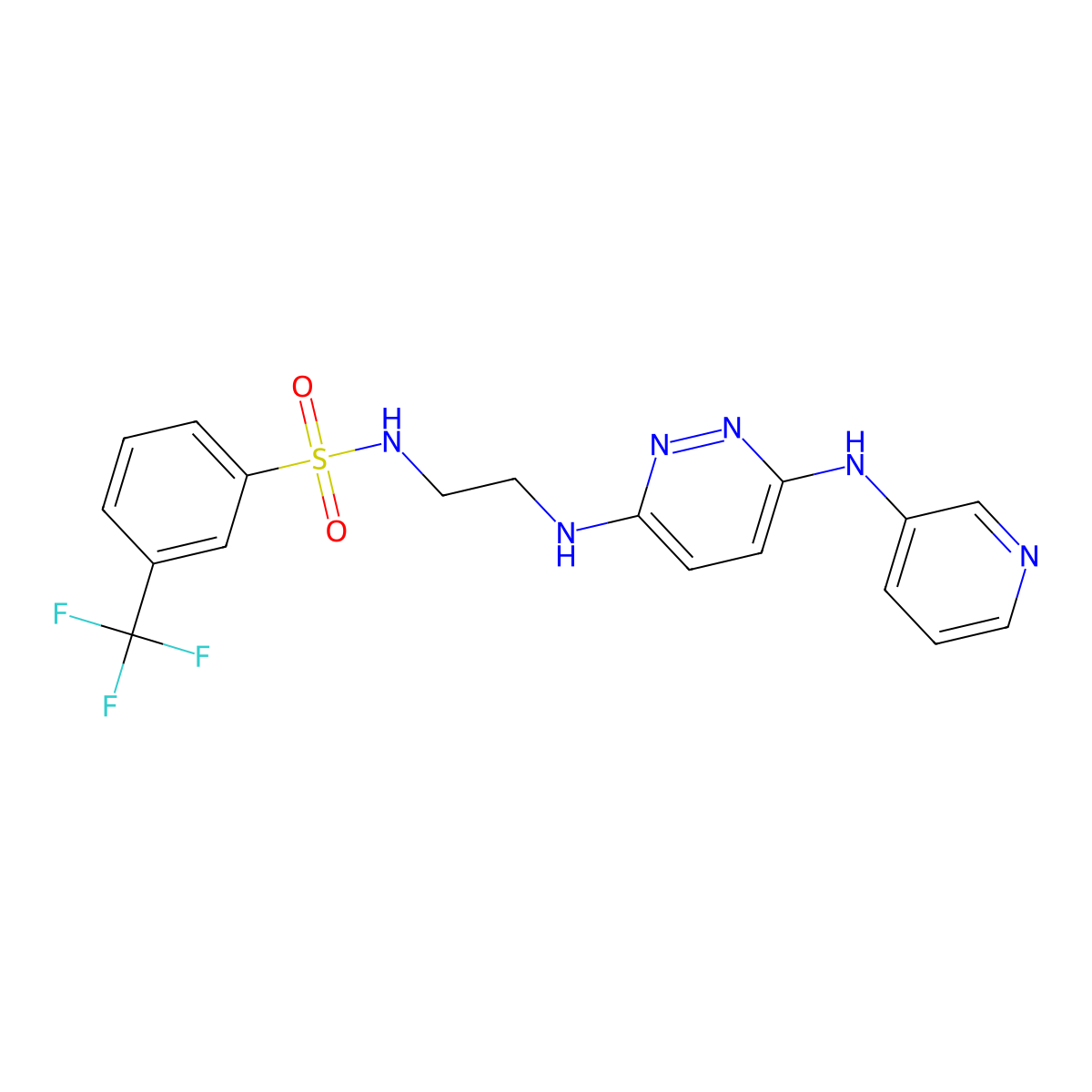 N-(2-((6-(pyridin-3-ylamino)pyridazin-3-yl)amino)ethyl)-3-(trifluoromethyl)benzenesulfonamide molecular structure, CAS 1021217-98-0