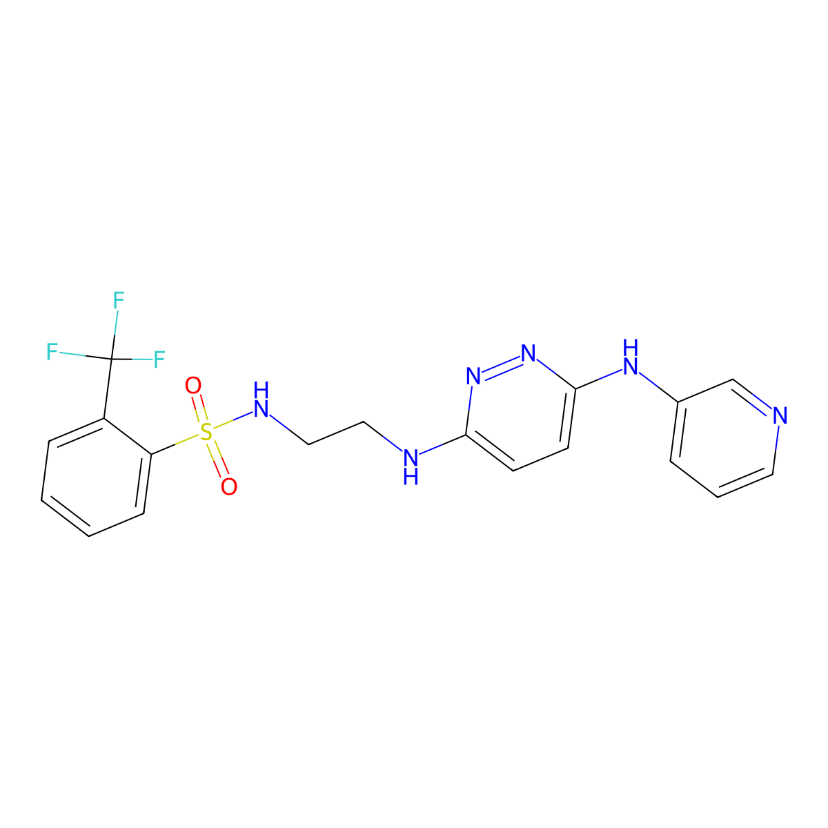 N-(2-((6-(pyridin-3-ylamino)pyridazin-3-yl)amino)ethyl)-2-(trifluoromethyl)benzenesulfonamide molecular structure, CAS 1021217-99-1