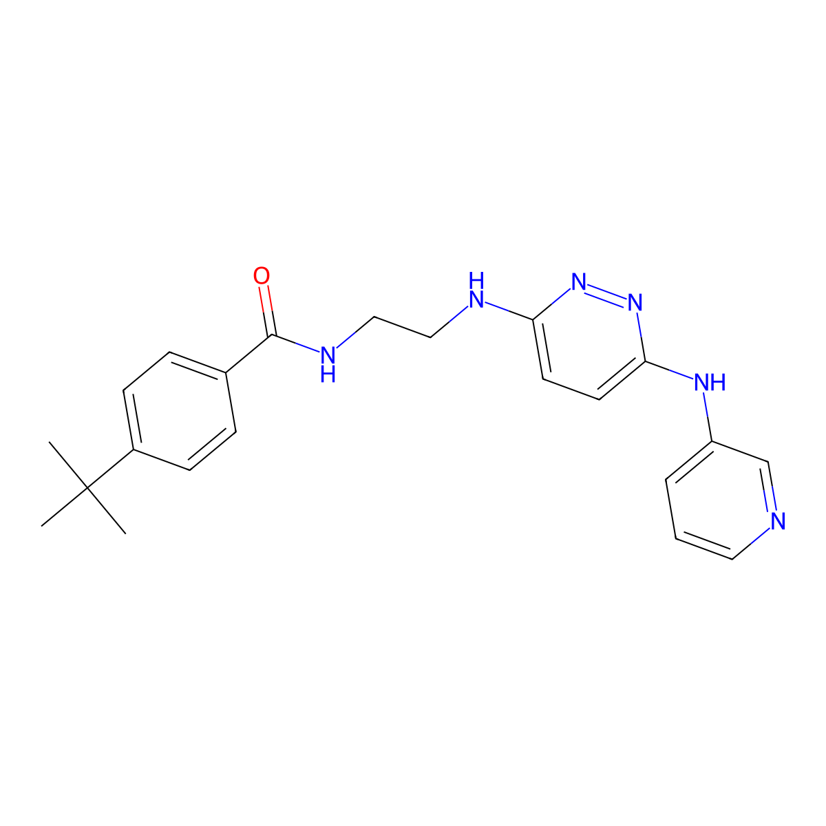 4-(tert-butyl)-N-(2-((6-(pyridin-3-ylamino)pyridazin-3-yl)amino)ethyl)benzamide molecular structure, CAS 1021218-01-8