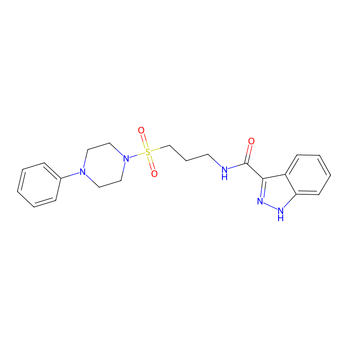 N-{3-[(4-phenylpiperazin-1-yl)sulfonyl]propyl}-1H-indazole-3-carboxamide molecular structure, CAS 1021218-04-1
