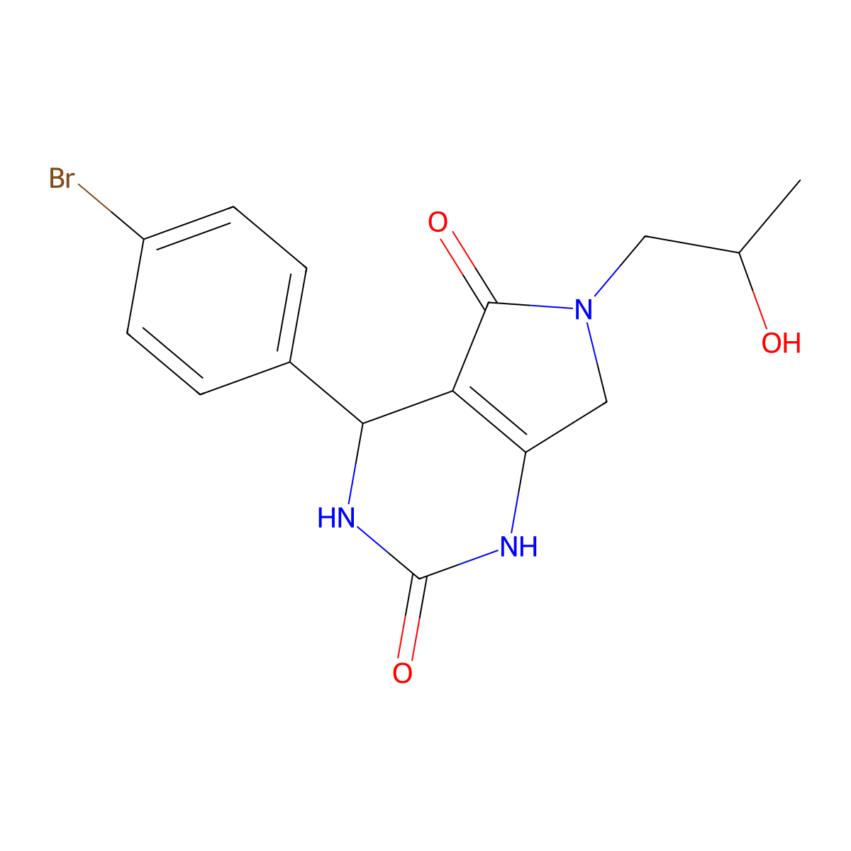 4-(4-bromophenyl)-6-(2-hydroxypropyl)-3,4,6,7-tetrahydro-1H-pyrrolo[3,4-d]pyrimidine-2,5-dione molecular structure, CAS 1021218-05-2