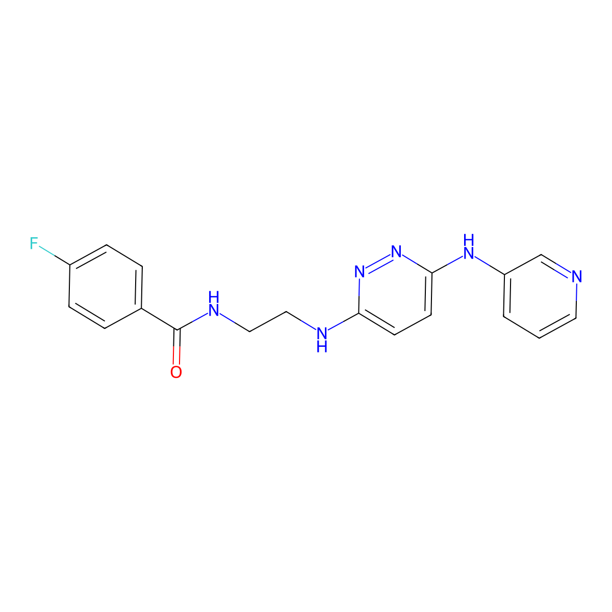 4-fluoro-N-(2-((6-(pyridin-3-ylamino)pyridazin-3-yl)amino)ethyl)benzamide molecular structure, CAS 1021218-06-3