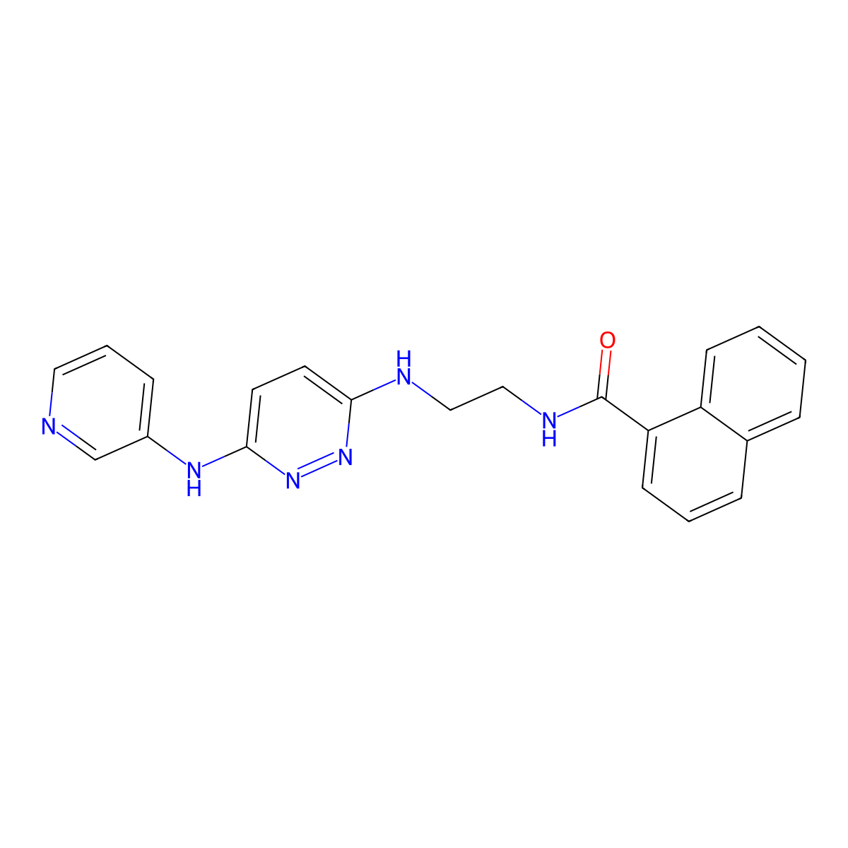 N-(2-((6-(pyridin-3-ylamino)pyridazin-3-yl)amino)ethyl)-1-naphthamide molecular structure, CAS 1021218-08-5