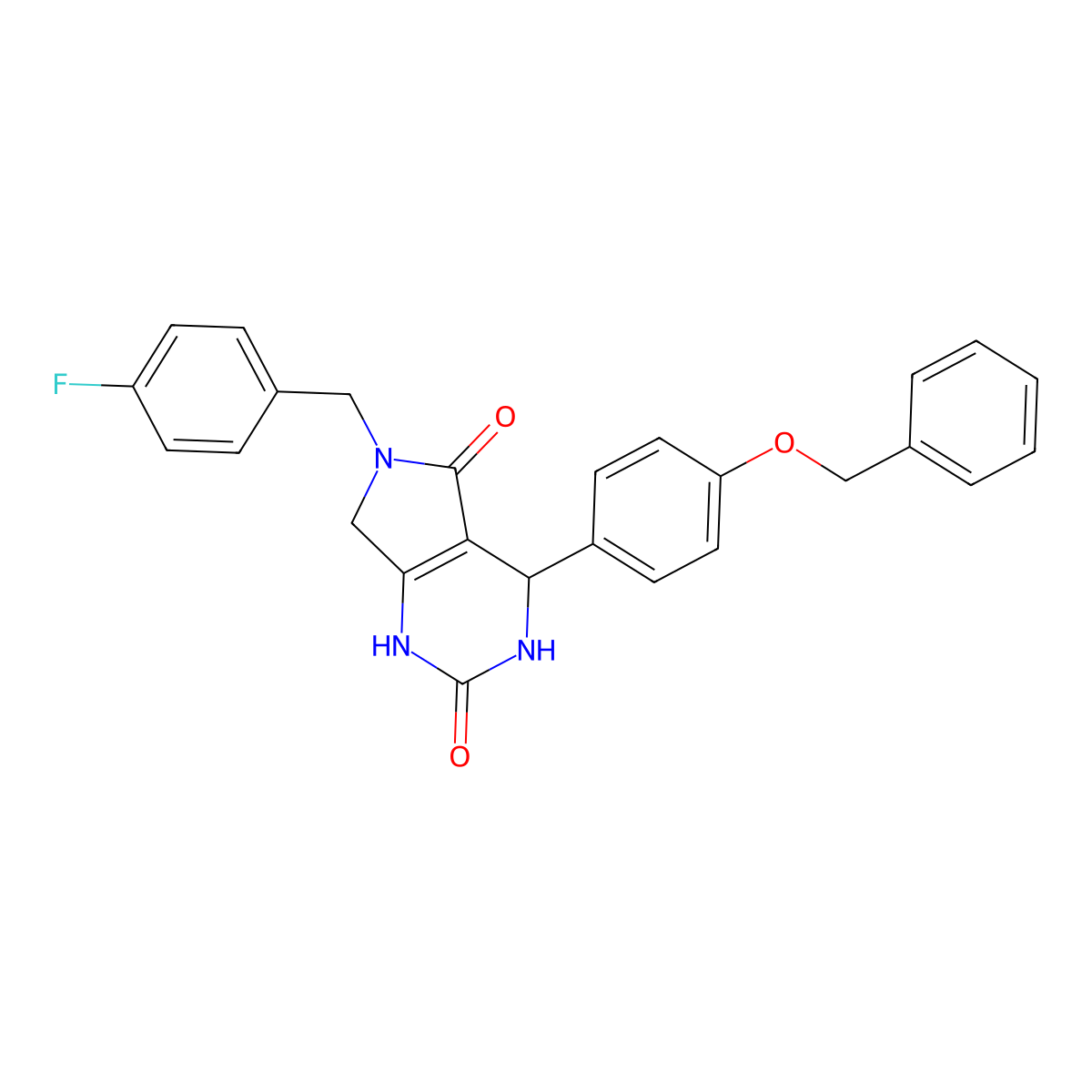 4-(4-(benzyloxy)phenyl)-6-(4-fluorobenzyl)-3,4,6,7-tetrahydro-1H-pyrrolo[3,4-d]pyrimidine-2,5-dione molecular structure, CAS 1021218-13-2
