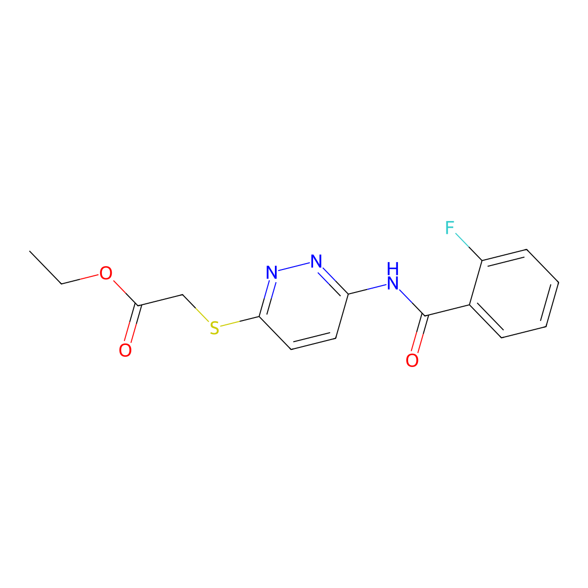 Ethyl 2-{[6-(2-fluorobenzamido)pyridazin-3-yl]sulfanyl}acetate molecular structure, CAS 1021218-15-4