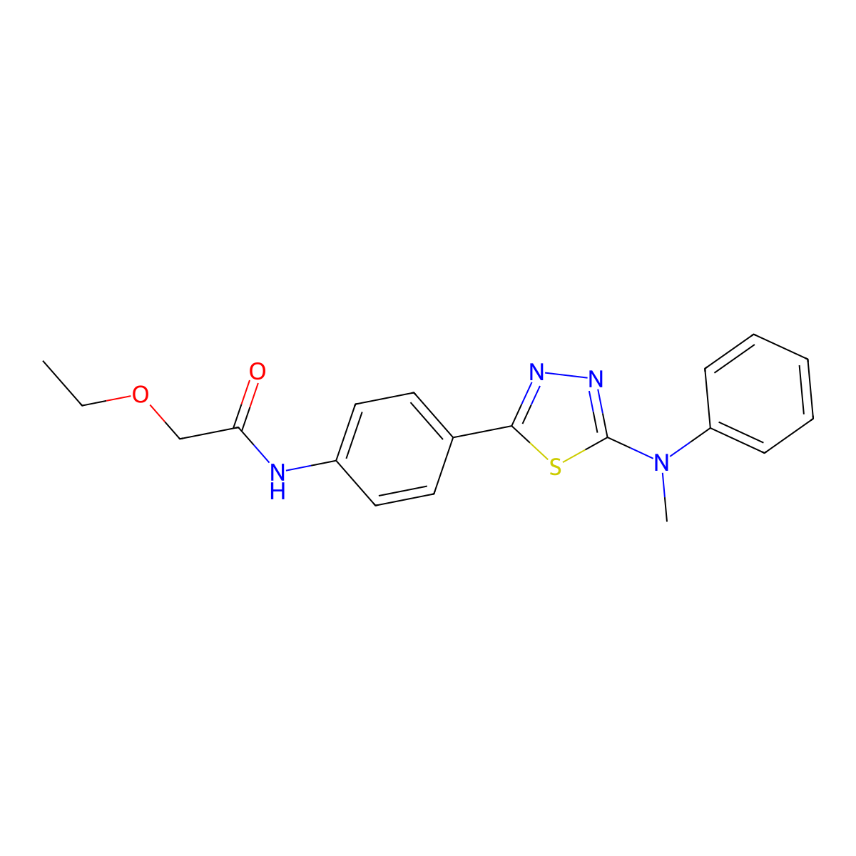 2-ethoxy-N-(4-(5-(methyl(phenyl)amino)-1,3,4-thiadiazol-2-yl)phenyl)acetamide molecular structure, CAS 1021218-16-5