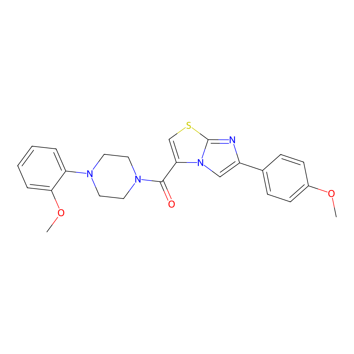 (6-(4-Methoxyphenyl)imidazo[2,1-b]thiazol-3-yl)(4-(2-methoxyphenyl)piperazin-1-yl)methanone molecular structure, CAS 1021218-22-3