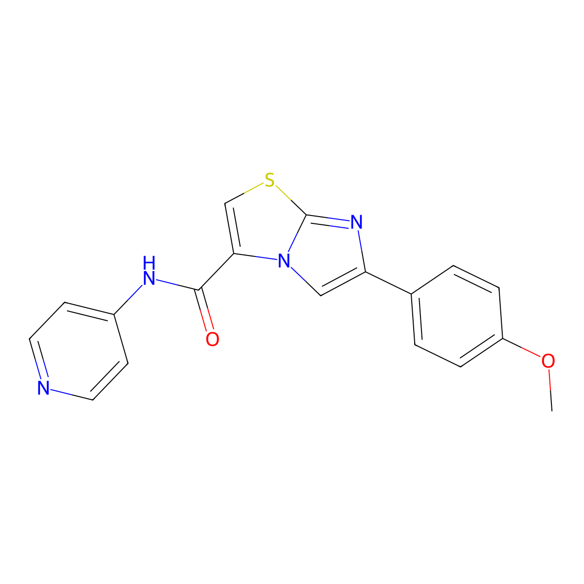 6-(4-methoxyphenyl)-N-(pyridin-4-yl)imidazo[2,1-b]thiazole-3-carboxamide molecular structure, CAS 1021218-24-5