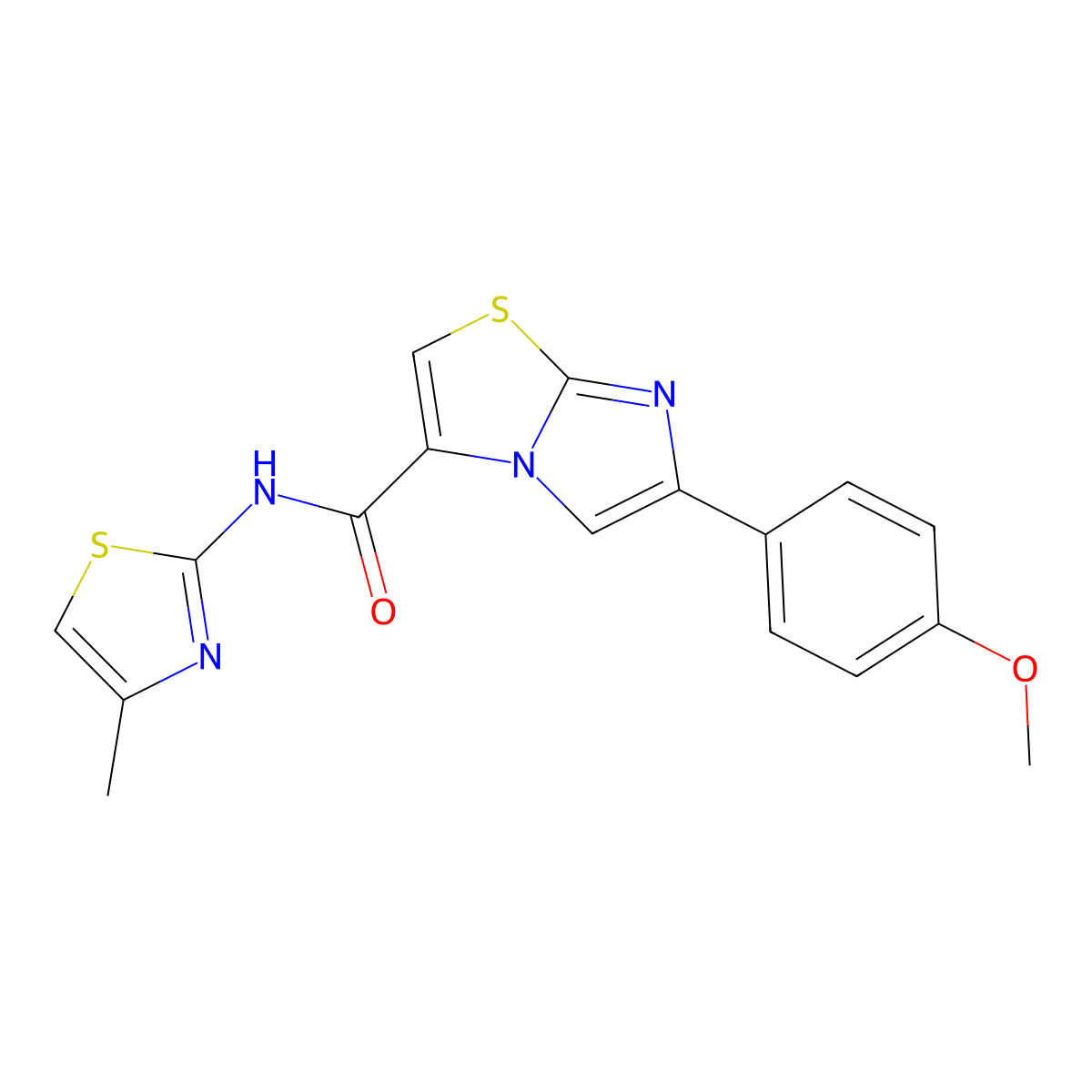 6-(4-methoxyphenyl)-N-(4-methylthiazol-2-yl)imidazo[2,1-b]thiazole-3-carboxamide molecular structure, CAS 1021218-25-6