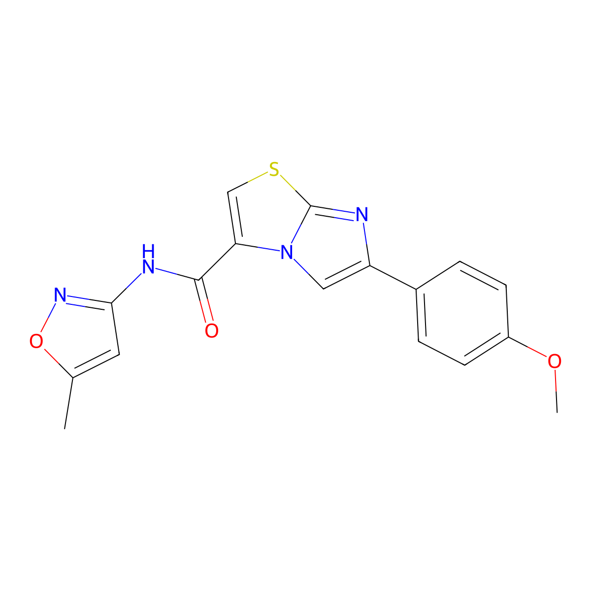 6-(4-methoxyphenyl)-N-(5-methylisoxazol-3-yl)imidazo[2,1-b]thiazole-3-carboxamide molecular structure, CAS 1021218-26-7