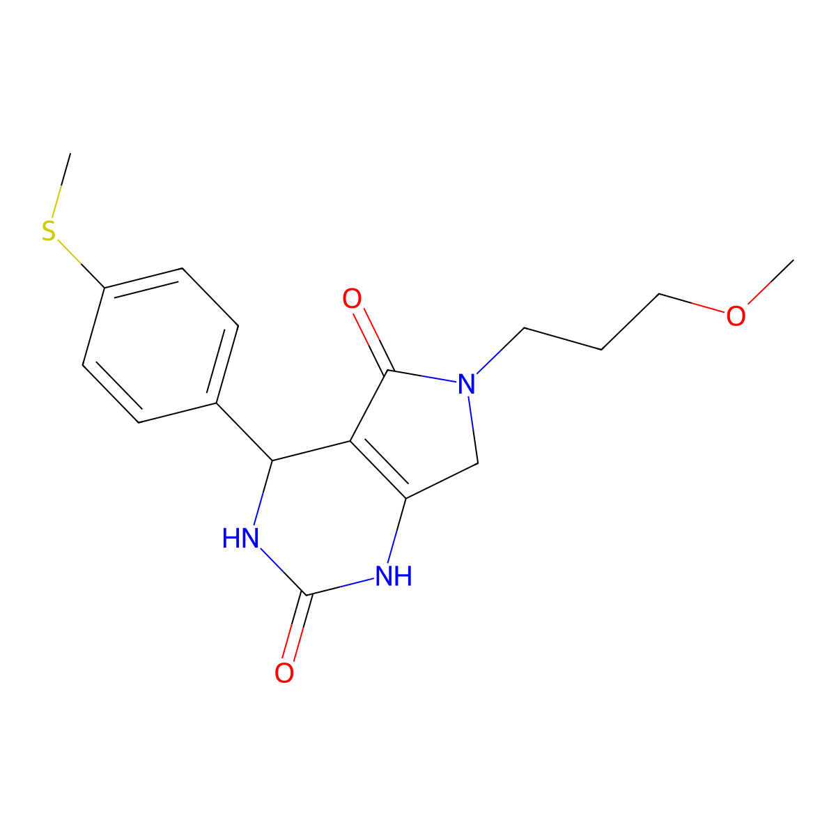 6-(3-methoxypropyl)-4-(4-(methylthio)phenyl)-3,4,6,7-tetrahydro-1H-pyrrolo[3,4-d]pyrimidine-2,5-dione molecular structure, CAS 1021218-28-9