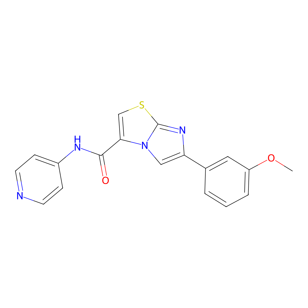 6-(3-methoxyphenyl)-N-(pyridin-4-yl)imidazo[2,1-b]thiazole-3-carboxamide molecular structure, CAS 1021218-30-3