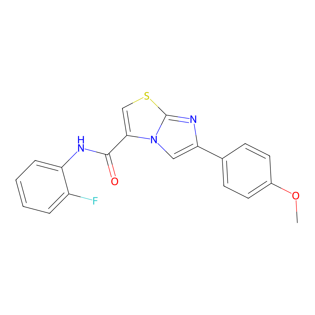 N-(2-fluorophenyl)-6-(4-methoxyphenyl)imidazo[2,1-b]thiazole-3-carboxamide molecular structure, CAS 1021218-34-7