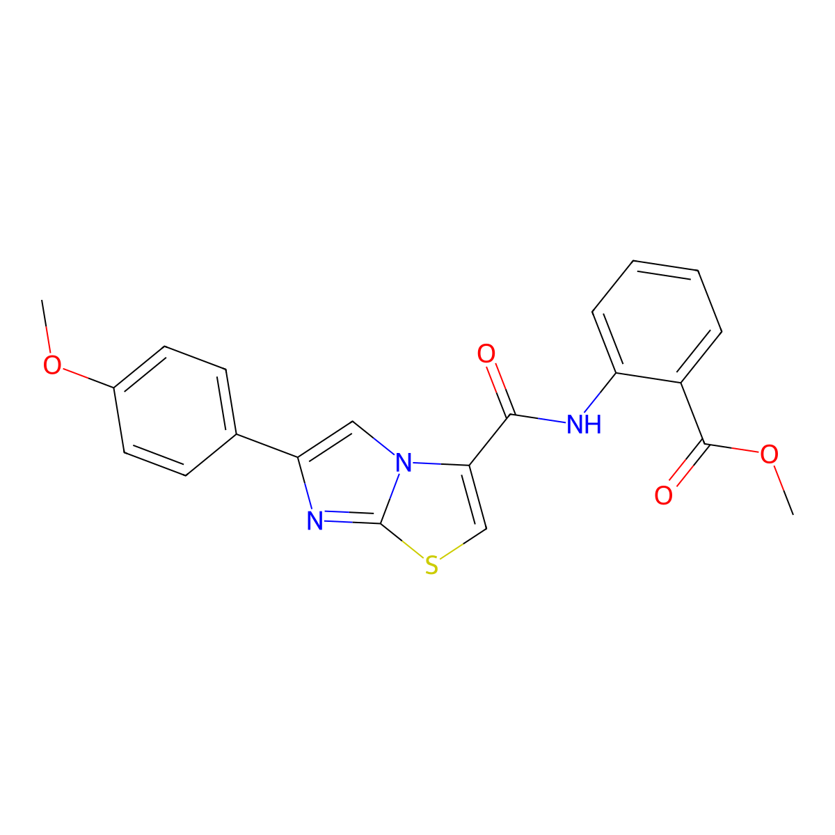 Methyl 2-(6-(4-methoxyphenyl)imidazo[2,1-b]thiazole-3-carboxamido)benzoate molecular structure, CAS 1021218-35-8