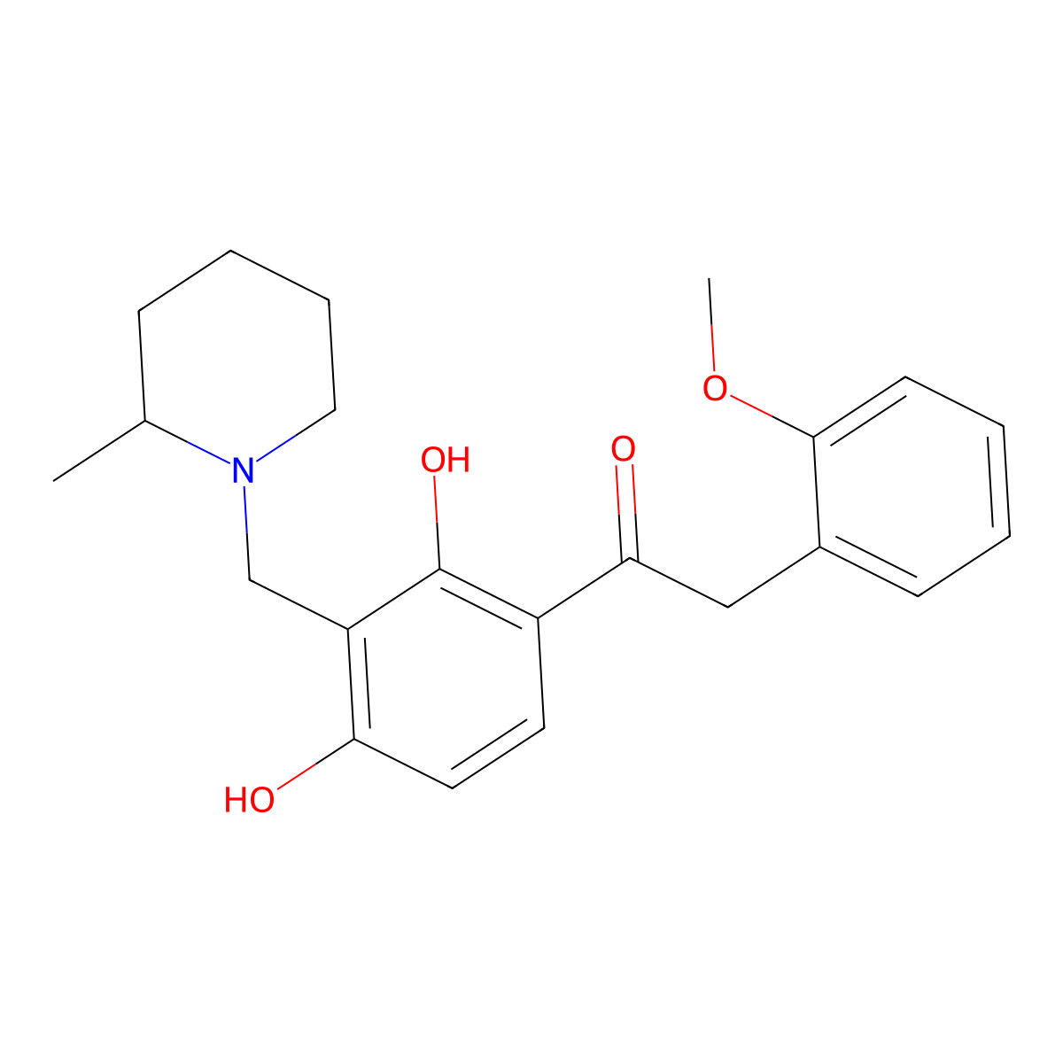 1-(2,4-Dihydroxy-3-((2-methylpiperidin-1-yl)methyl)phenyl)-2-(2-methoxyphenyl)ethanone molecular structure, CAS 1021218-47-2