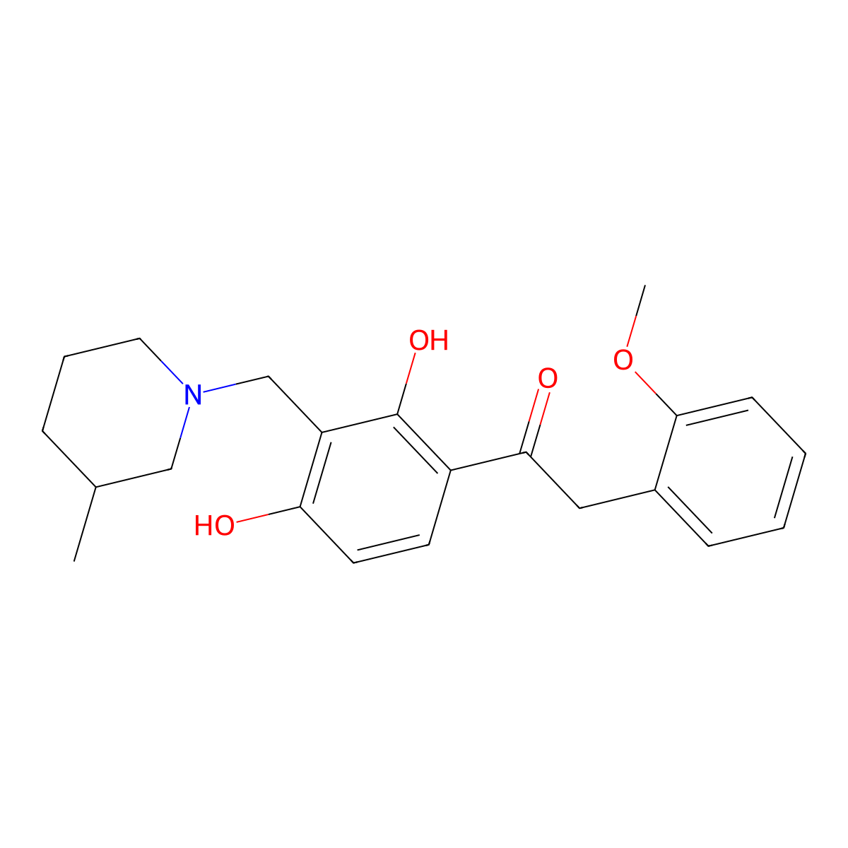 1-(2,4-Dihydroxy-3-((3-methylpiperidin-1-yl)methyl)phenyl)-2-(2-methoxyphenyl)ethanone molecular structure, CAS 1021218-48-3