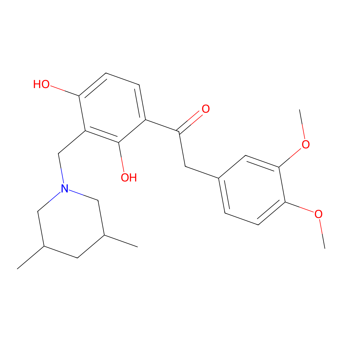 2-(3,4-Dimethoxyphenyl)-1-(3-((3,5-dimethylpiperidin-1-yl)methyl)-2,4-dihydroxyphenyl)ethanone molecular structure, CAS 1021218-57-4