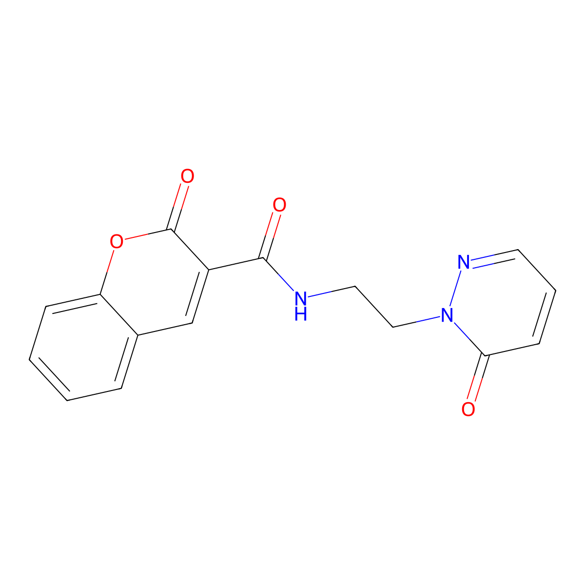 2-oxo-N-(2-(6-oxopyridazin-1(6H)-yl)ethyl)-2H-chromene-3-carboxamide molecular structure, CAS 1021218-68-7
