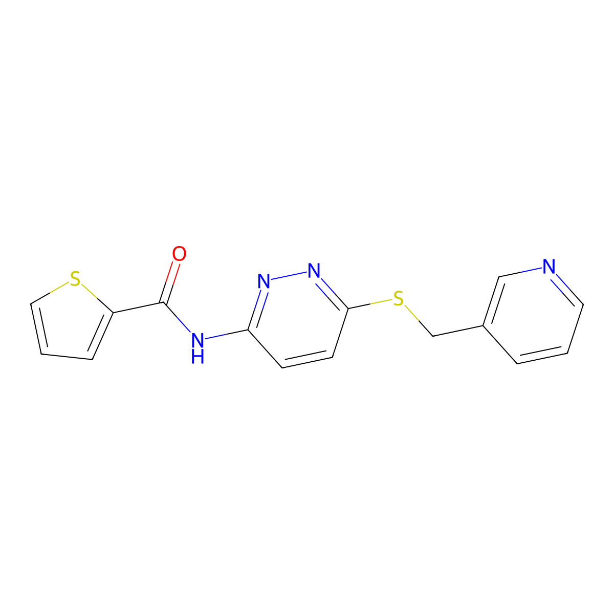 N-(6-((pyridin-3-ylmethyl)thio)pyridazin-3-yl)thiophene-2-carboxamide molecular structure, CAS 1021218-80-3
