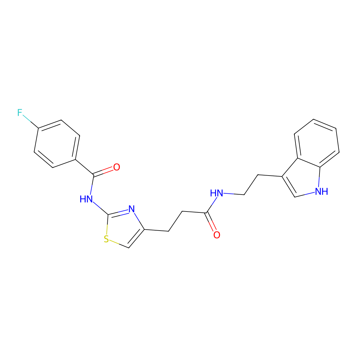 N-(4-(3-((2-(1H-indol-3-yl)ethyl)amino)-3-oxopropyl)thiazol-2-yl)-4-fluorobenzamide molecular structure, CAS 1021218-81-4