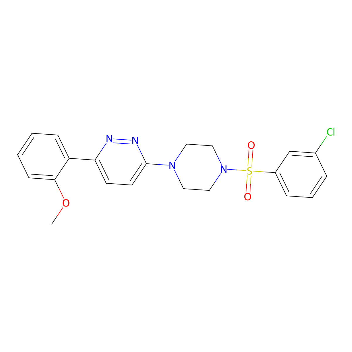 3-[4-(3-Chlorobenzenesulfonyl)piperazin-1-yl]-6-(2-methoxyphenyl)pyridazine molecular structure, CAS 1021218-86-9
