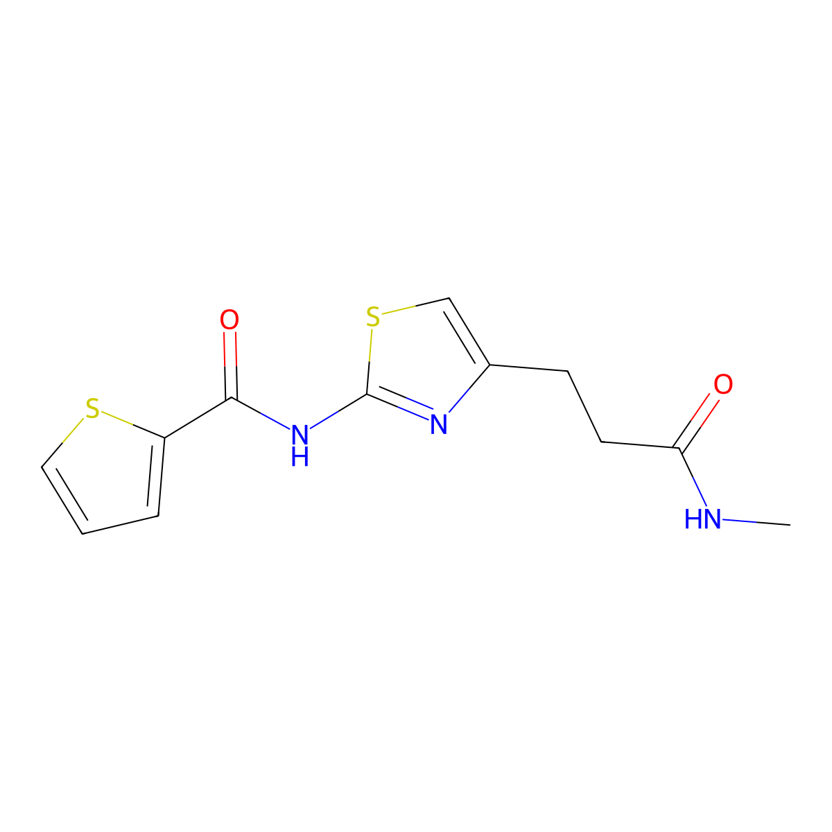 N-(4-(3-(methylamino)-3-oxopropyl)thiazol-2-yl)thiophene-2-carboxamide molecular structure, CAS 1021218-88-1