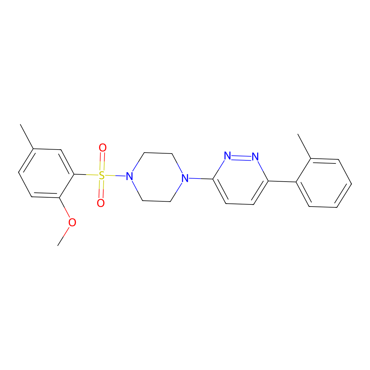 3-(4-((2-Methoxy-5-methylphenyl)sulfonyl)piperazin-1-yl)-6-(o-tolyl)pyridazine molecular structure, CAS 1021218-95-0