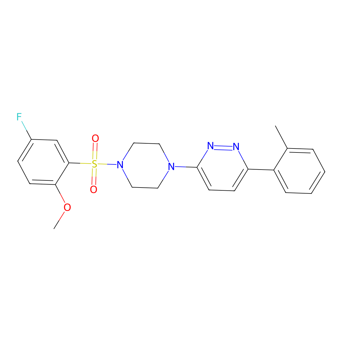 3-(4-((5-Fluoro-2-methoxyphenyl)sulfonyl)piperazin-1-yl)-6-(o-tolyl)pyridazine molecular structure, CAS 1021218-97-2