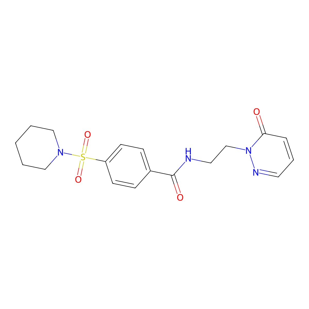 N-(2-(6-oxopyridazin-1(6H)-yl)ethyl)-4-(piperidin-1-ylsulfonyl)benzamide molecular structure, CAS 1021219-00-0