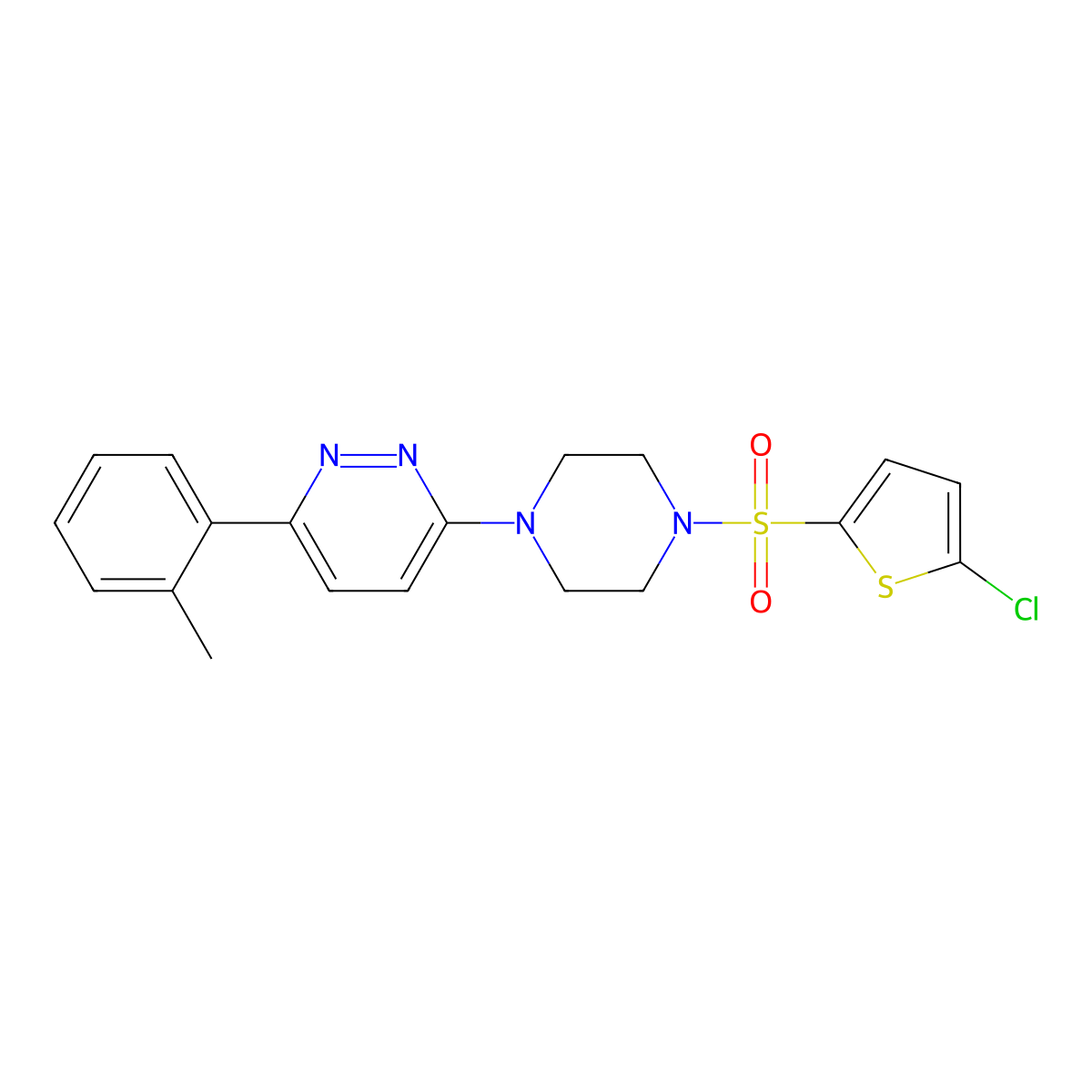 3-(4-((5-Chlorothiophen-2-yl)sulfonyl)piperazin-1-yl)-6-(o-tolyl)pyridazine molecular structure, CAS 1021219-02-2