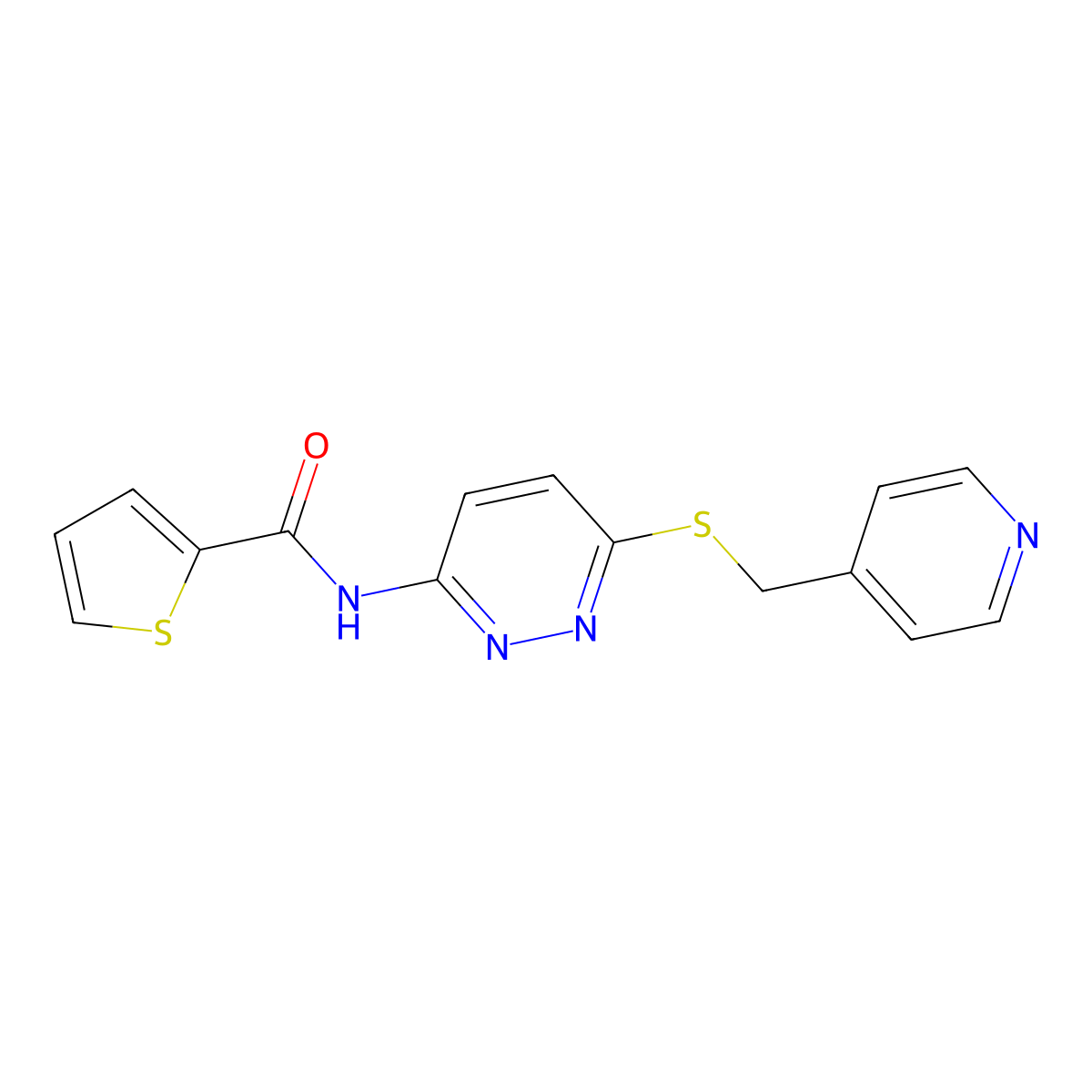 N-(6-((pyridin-4-ylmethyl)thio)pyridazin-3-yl)thiophene-2-carboxamide molecular structure, CAS 1021219-04-4