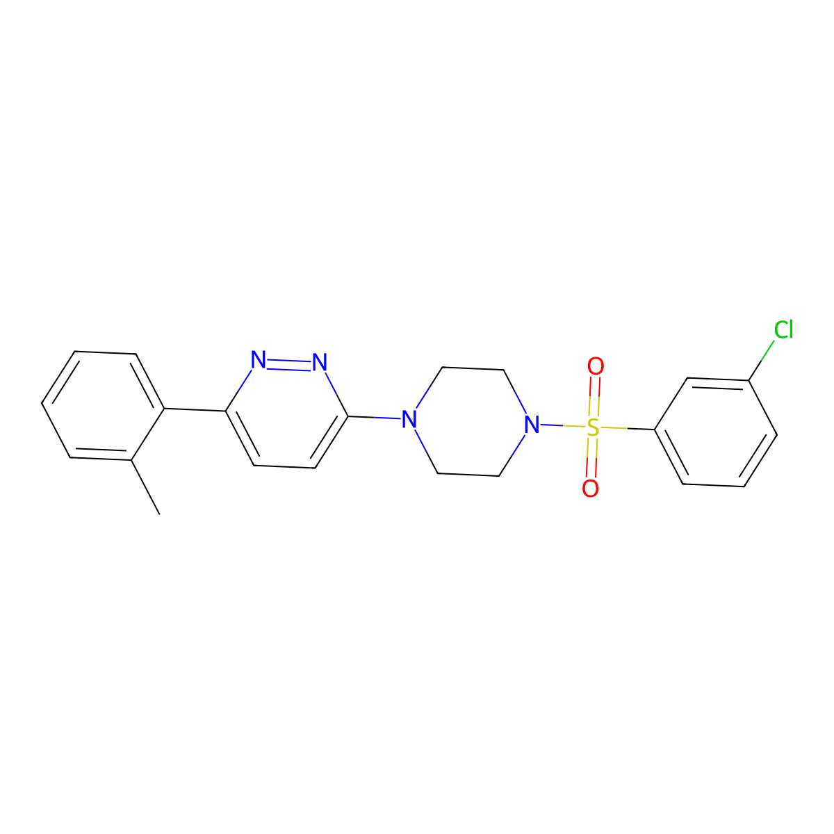 3-(4-((3-Chlorophenyl)sulfonyl)piperazin-1-yl)-6-(o-tolyl)pyridazine molecular structure, CAS 1021219-05-5