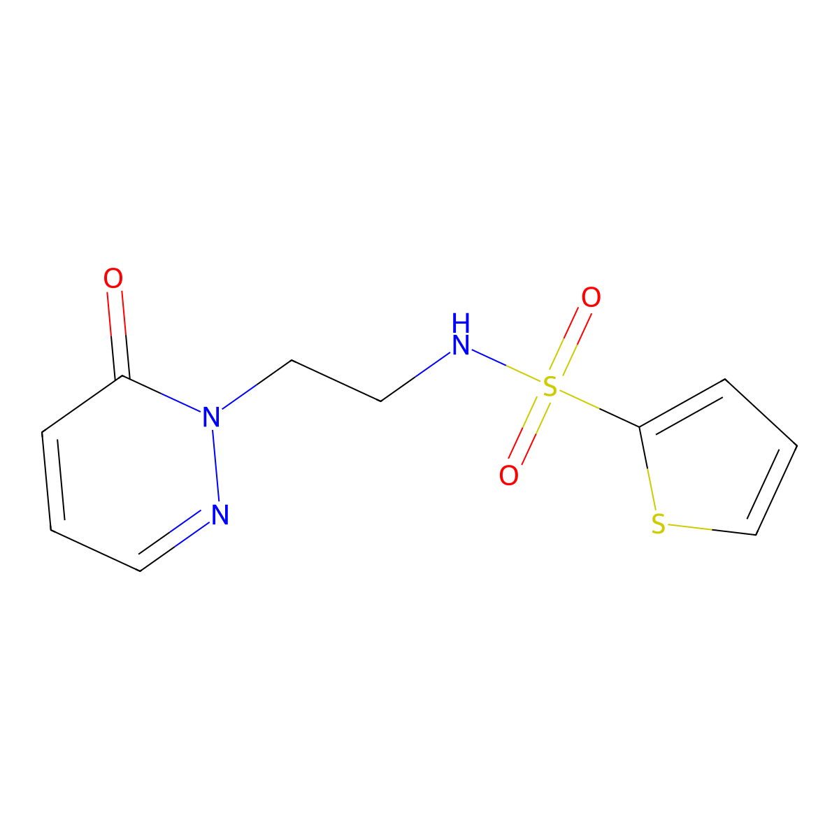 N-(2-(6-oxopyridazin-1(6H)-yl)ethyl)thiophene-2-sulfonamide molecular structure, CAS 1021219-09-9