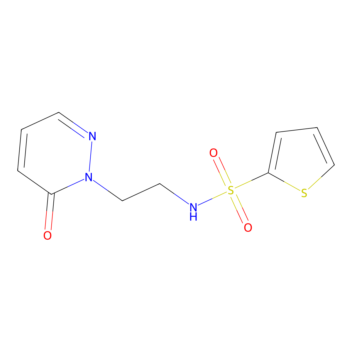 N-(2-(6-oxopyridazin-1(6H)-yl)ethyl)thiophene-2-sulfonamide molecular structure, CAS 1021219-09-9