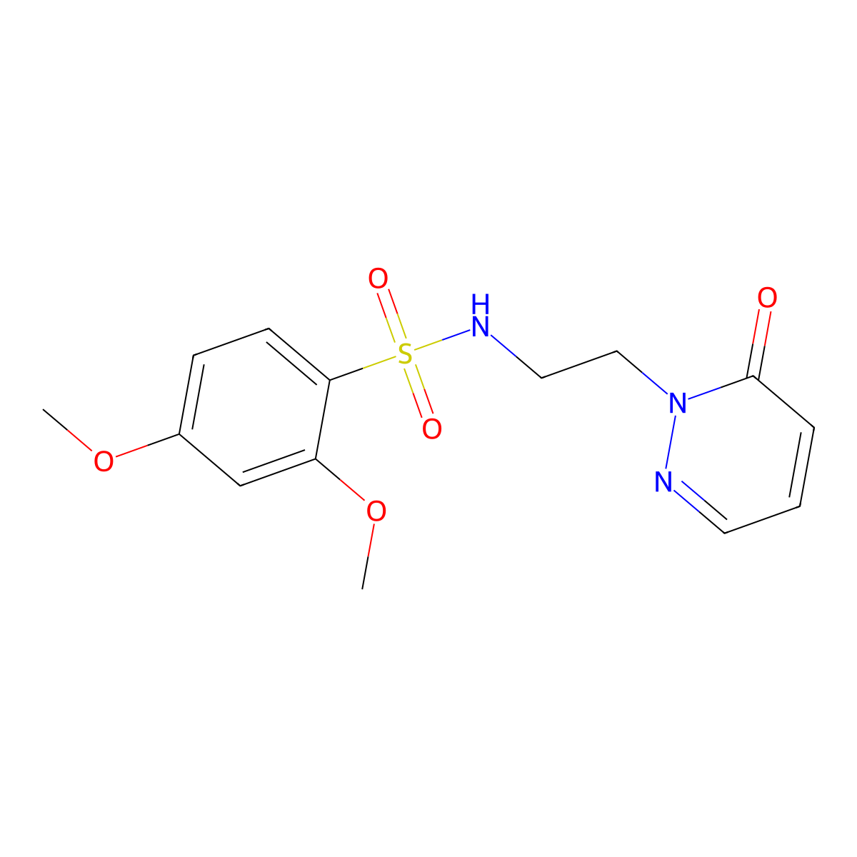 2,4-dimethoxy-N-(2-(6-oxopyridazin-1(6H)-yl)ethyl)benzenesulfonamide molecular structure, CAS 1021219-12-4