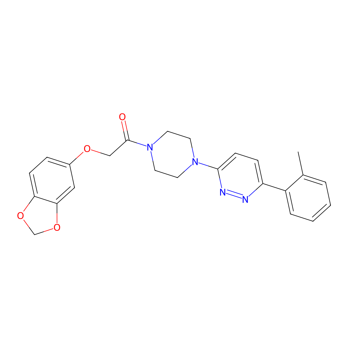 2-(Benzo[d][1,3]dioxol-5-yloxy)-1-(4-(6-(o-tolyl)pyridazin-3-yl)piperazin-1-yl)ethanone molecular structure, CAS 1021219-14-6