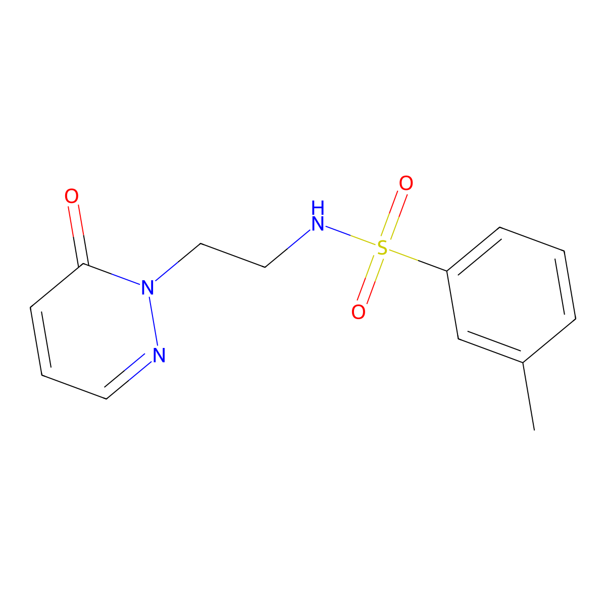 3-methyl-N-(2-(6-oxopyridazin-1(6H)-yl)ethyl)benzenesulfonamide molecular structure, CAS 1021219-15-7