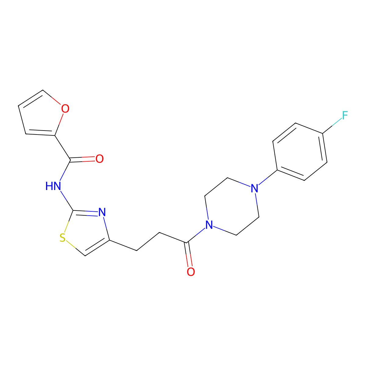 N-(4-(3-(4-(4-fluorophenyl)piperazin-1-yl)-3-oxopropyl)thiazol-2-yl)furan-2-carboxamide molecular structure, CAS 1021219-27-1