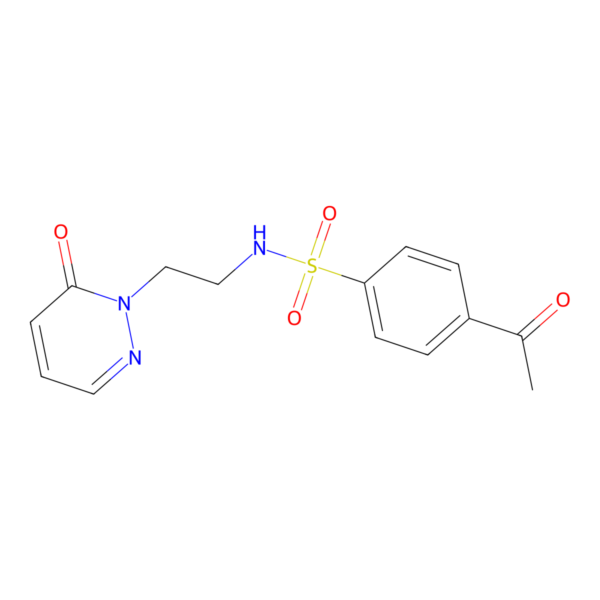 4-acetyl-N-(2-(6-oxopyridazin-1(6H)-yl)ethyl)benzenesulfonamide molecular structure, CAS 1021219-32-8