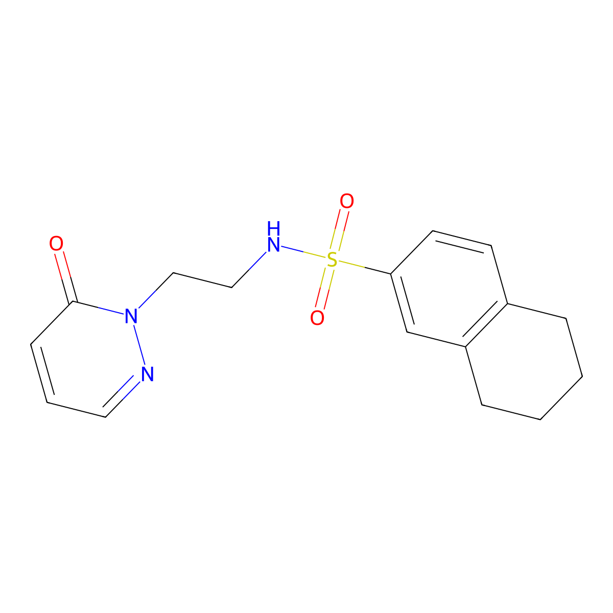 N-(2-(6-oxopyridazin-1(6H)-yl)ethyl)-5,6,7,8-tetrahydronaphthalene-2-sulfonamide molecular structure, CAS 1021219-36-2