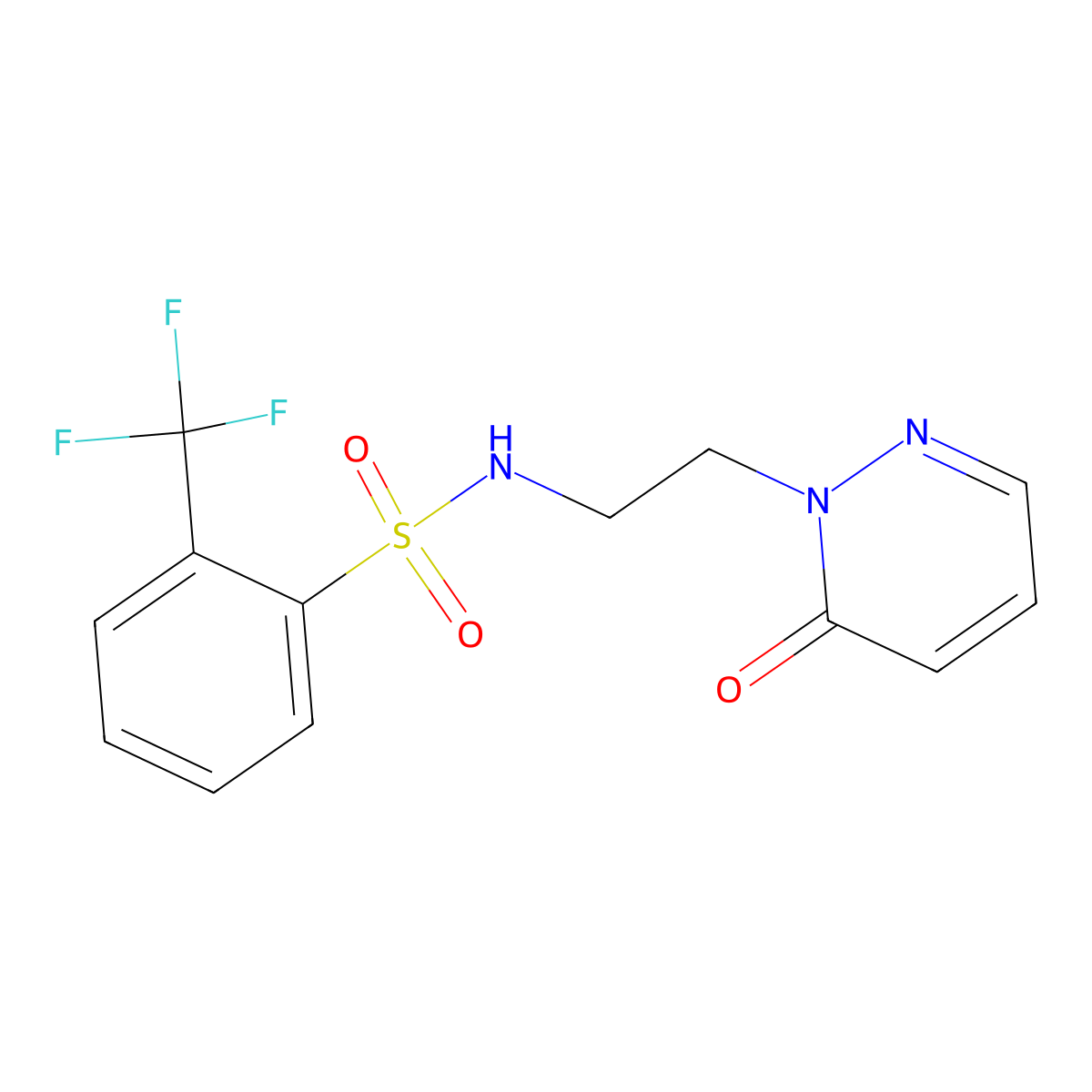 N-(2-(6-oxopyridazin-1(6H)-yl)ethyl)-2-(trifluoromethyl)benzenesulfonamide molecular structure, CAS 1021219-38-4