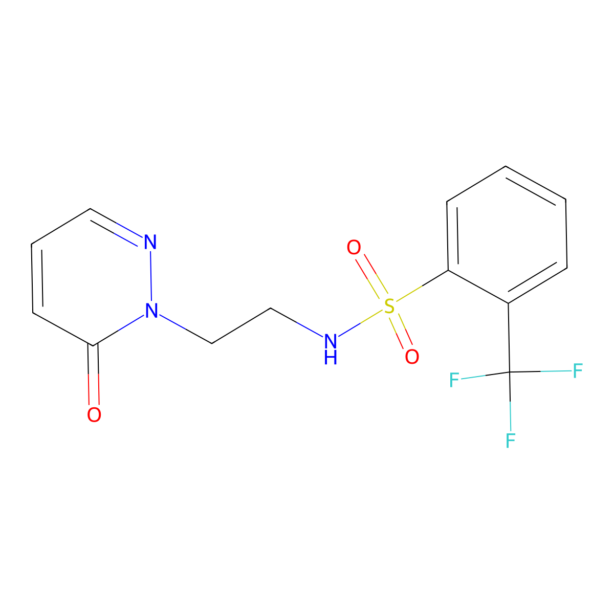 N-(2-(6-oxopyridazin-1(6H)-yl)ethyl)-2-(trifluoromethyl)benzenesulfonamide molecular structure, CAS 1021219-38-4