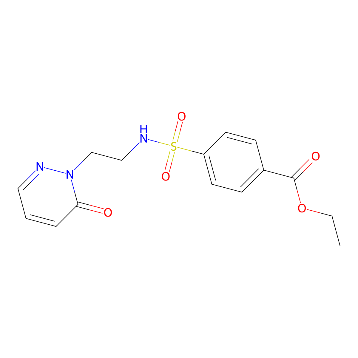 ethyl 4-(N-(2-(6-oxopyridazin-1(6H)-yl)ethyl)sulfamoyl)benzoate molecular structure, CAS 1021219-43-1