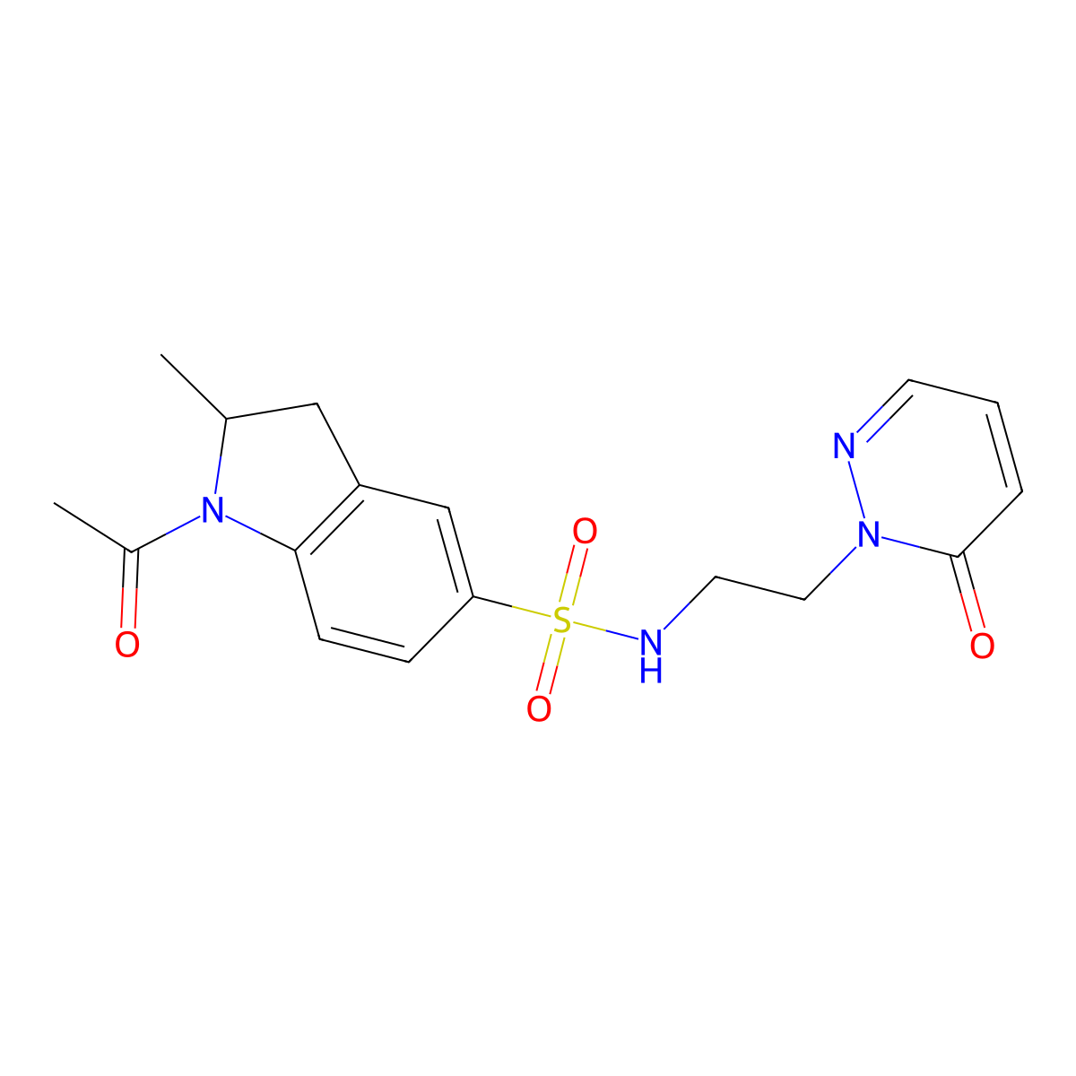 1-acetyl-2-methyl-N-(2-(6-oxopyridazin-1(6H)-yl)ethyl)indoline-5-sulfonamide molecular structure, CAS 1021219-48-6