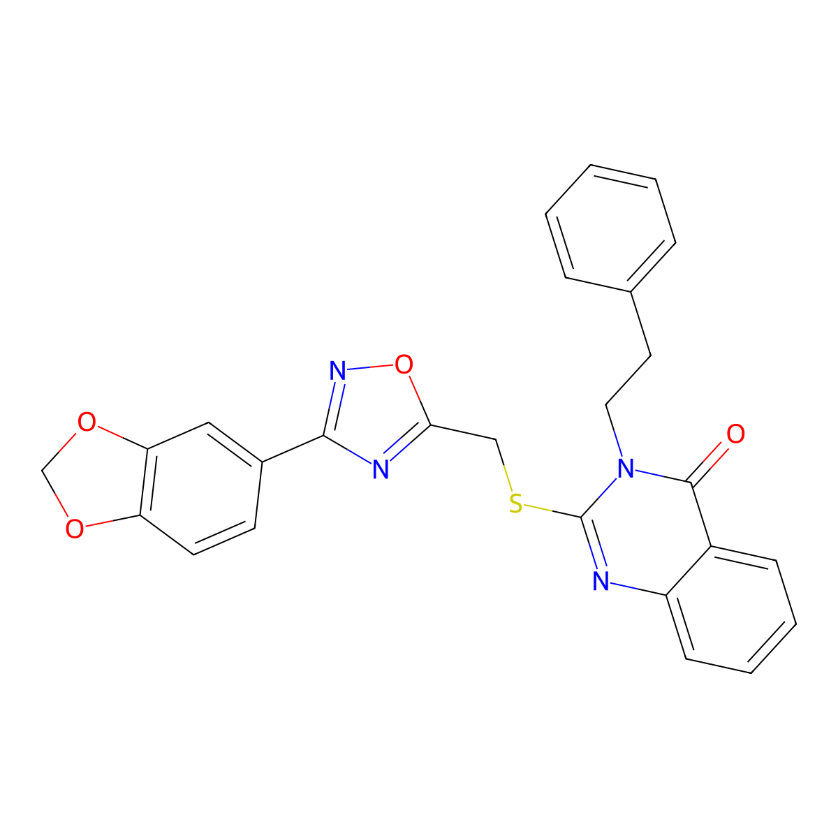 2-({[3-(2H-1,3-benzodioxol-5-yl)-1,2,4-oxadiazol-5-yl]methyl}sulfanyl)-3-(2-phenylethyl)-3,4-dihydroquinazolin-4-one molecular structure, CAS 1021219-49-7