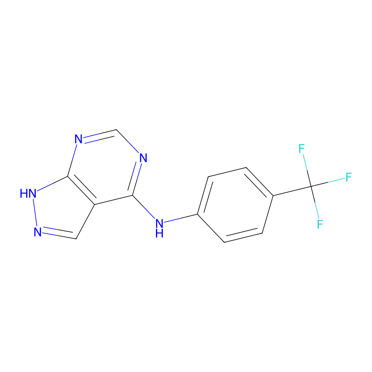 N-[4-(trifluoromethyl)phenyl]-1H-pyrazolo[3,4-d]pyrimidin-4-amine molecular structure, CAS 1021219-52-2