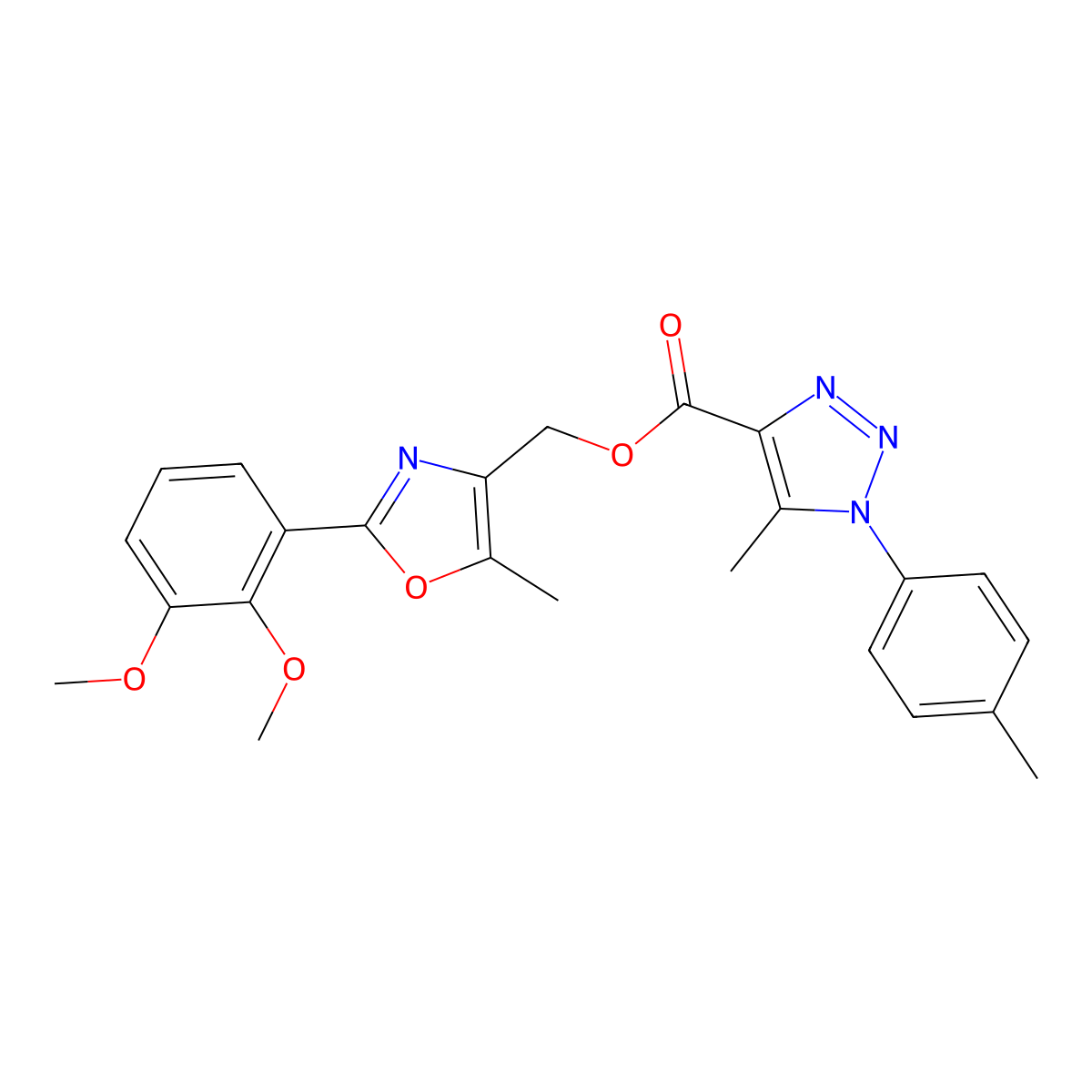 [2-(2,3-dimethoxyphenyl)-5-methyl-1,3-oxazol-4-yl]methyl 5-methyl-1-(4-methylphenyl)-1H-1,2,3-triazole-4-carboxylate molecular structure, CAS 1021219-54-4