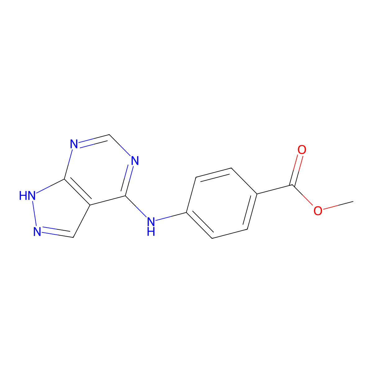 methyl 4-(1H-pyrazolo[3,4-d]pyrimidin-4-ylamino)benzoate molecular structure, CAS 1021219-55-5