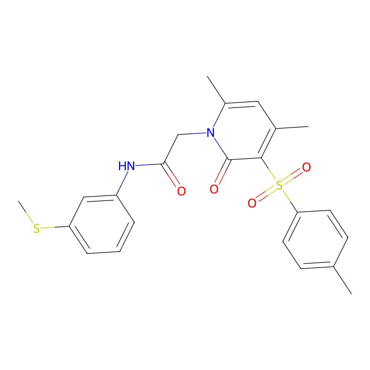 2-(4,6-dimethyl-2-oxo-3-tosylpyridin-1(2H)-yl)-N-(3-(methylthio)phenyl)acetamide molecular structure, CAS 1021219-59-9
